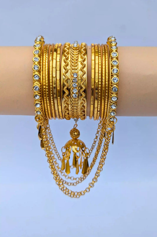 Golden-Jhumka-Latkan-bangles-with-chain front side