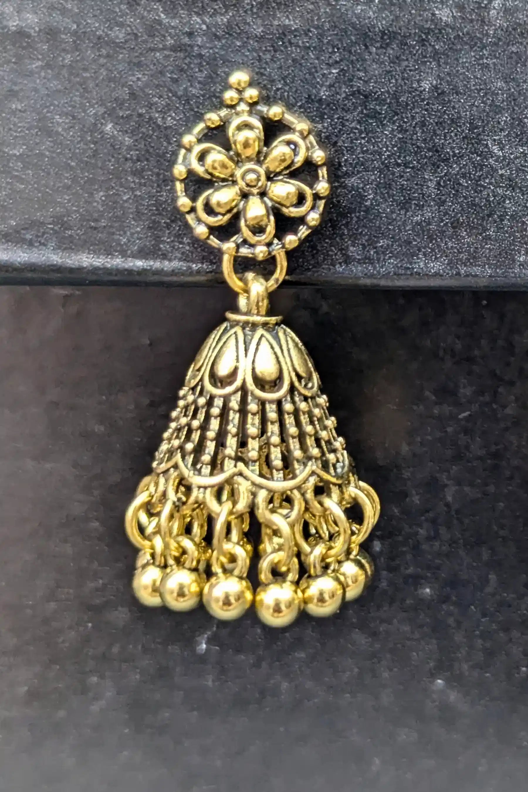 Golden Traditional Jhumkay for Girls – Lightweight and Beautiful Design