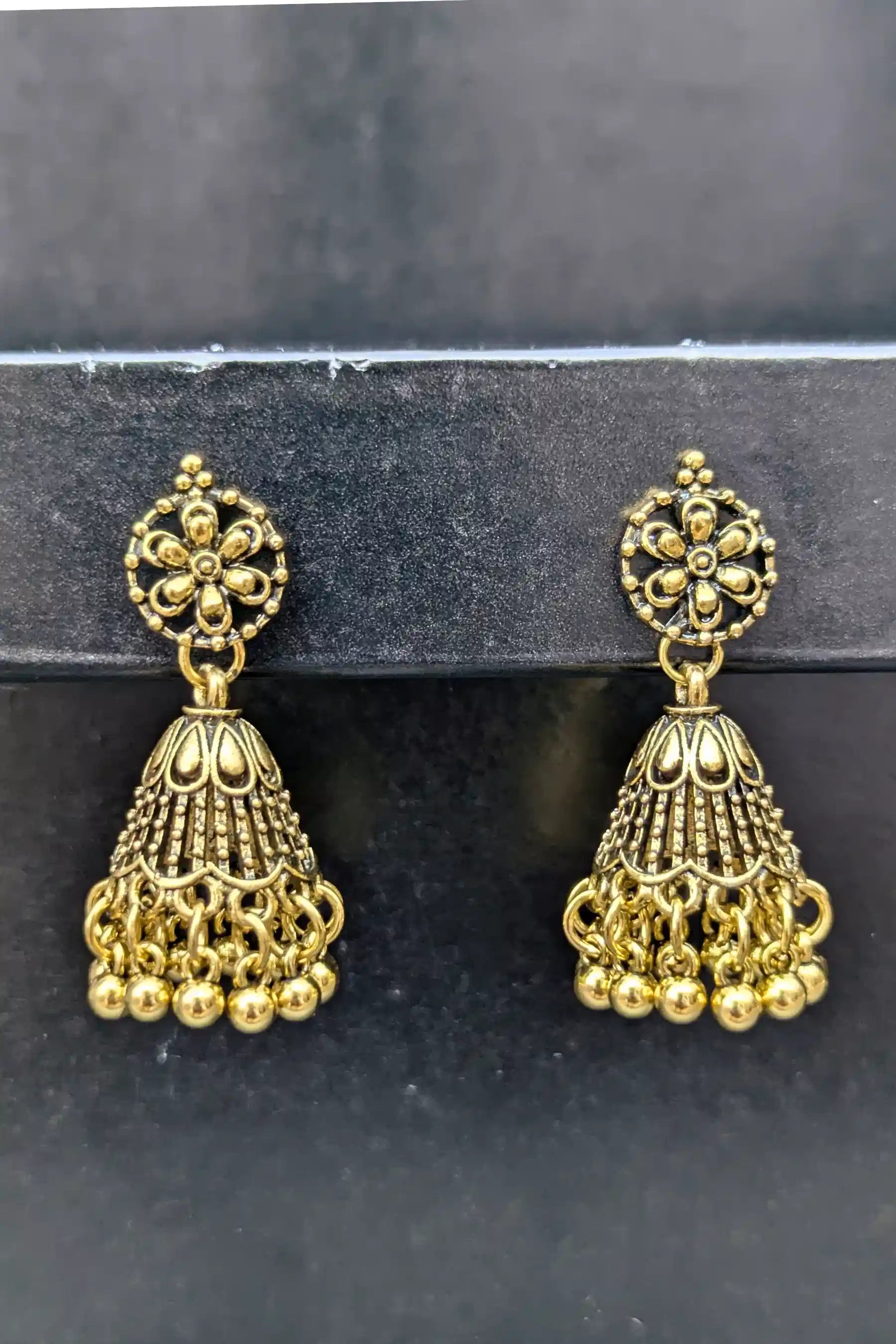 Golden Traditional Jhumkay for Girls – Lightweight and Beautiful Design