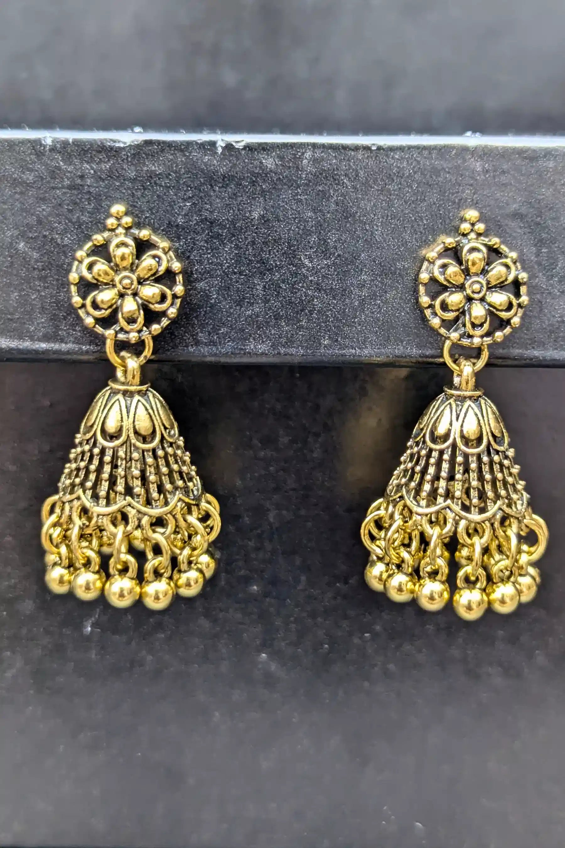 Golden Traditional Jhumkay for Girls – Lightweight and Beautiful Design