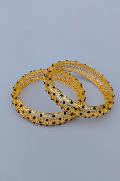 Golden Karray for Girls with Black Beads front view