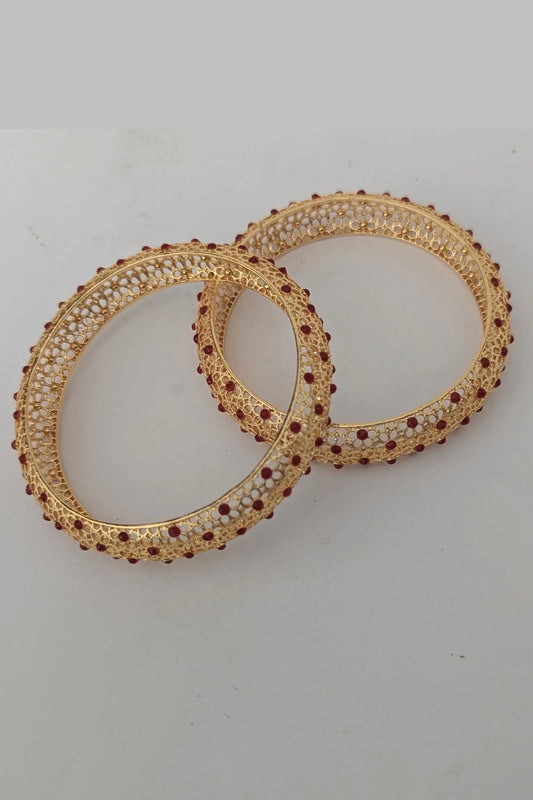 Golden Karray for Girls with Small Red Beads top view