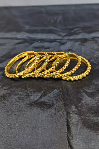 Sona Polish Engraved Golden Bangles Set