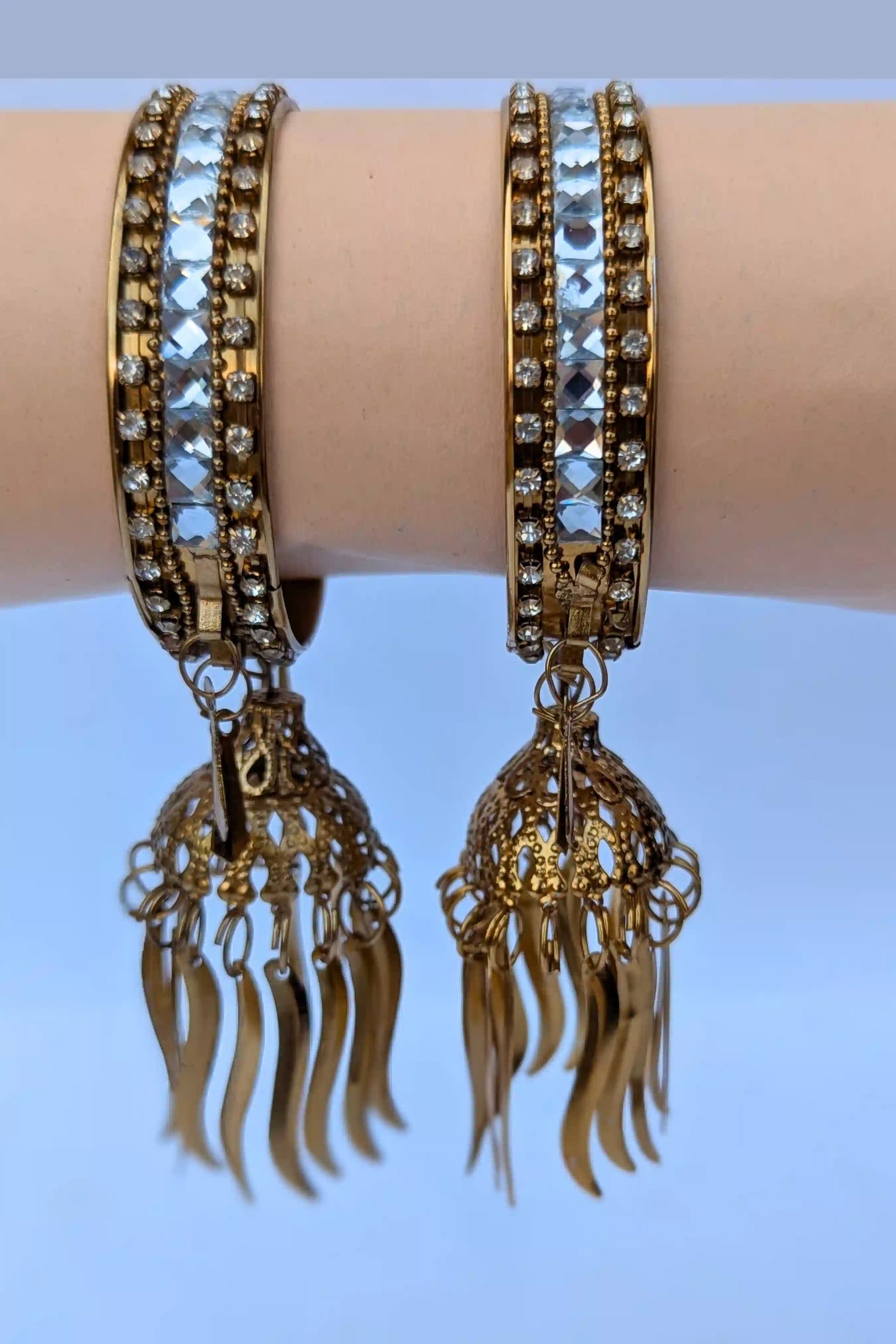 golden bangle with jhumka