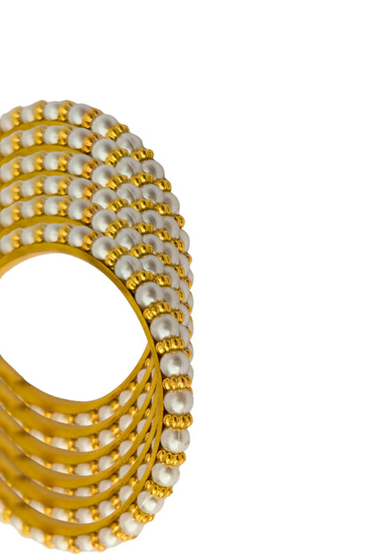 Golden and White Bead Bangles for Girls