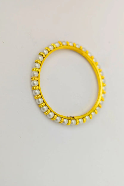 Golden and White Bead Bangles for Girls