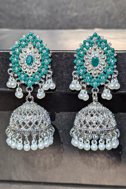 Majestic Golden Jhumkay with Pearl Sahara Chain (Bridal and  Party Wear)