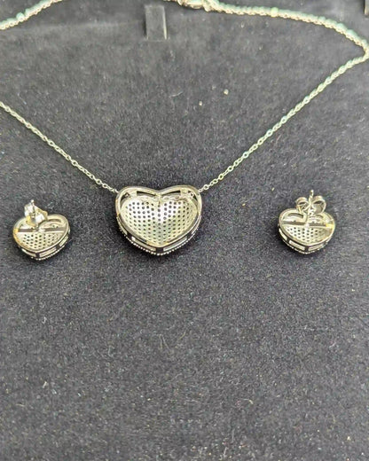 Heart Shape Locket Pendant with Stud Earrings
