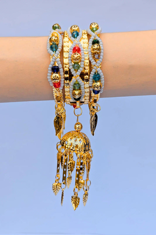 Fancy Gajra Bangles with Multicolor Beads