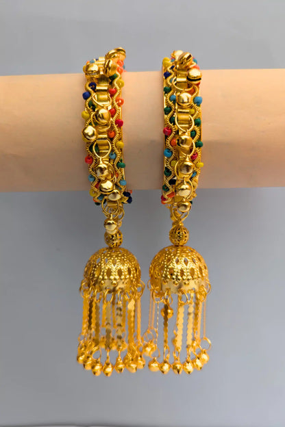 Golden Multicolor Jhumka Karray for Girls