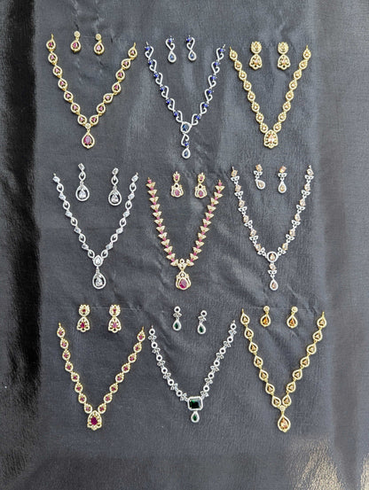 Necklace and Earrings Set with Centerpiece Crystals - NKL 133