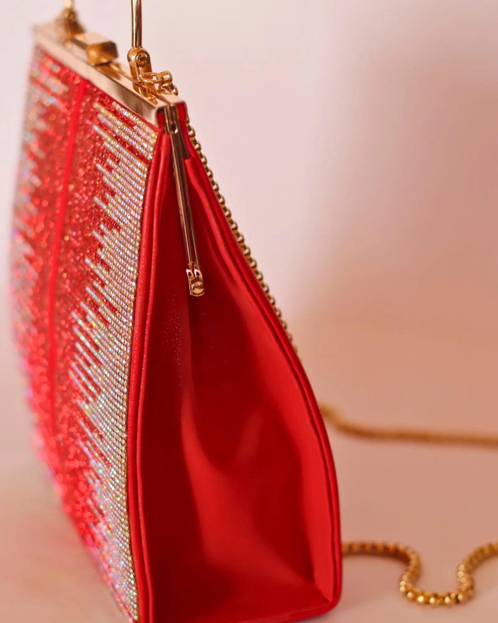  Party Wear Red Clutch purse for women side and front