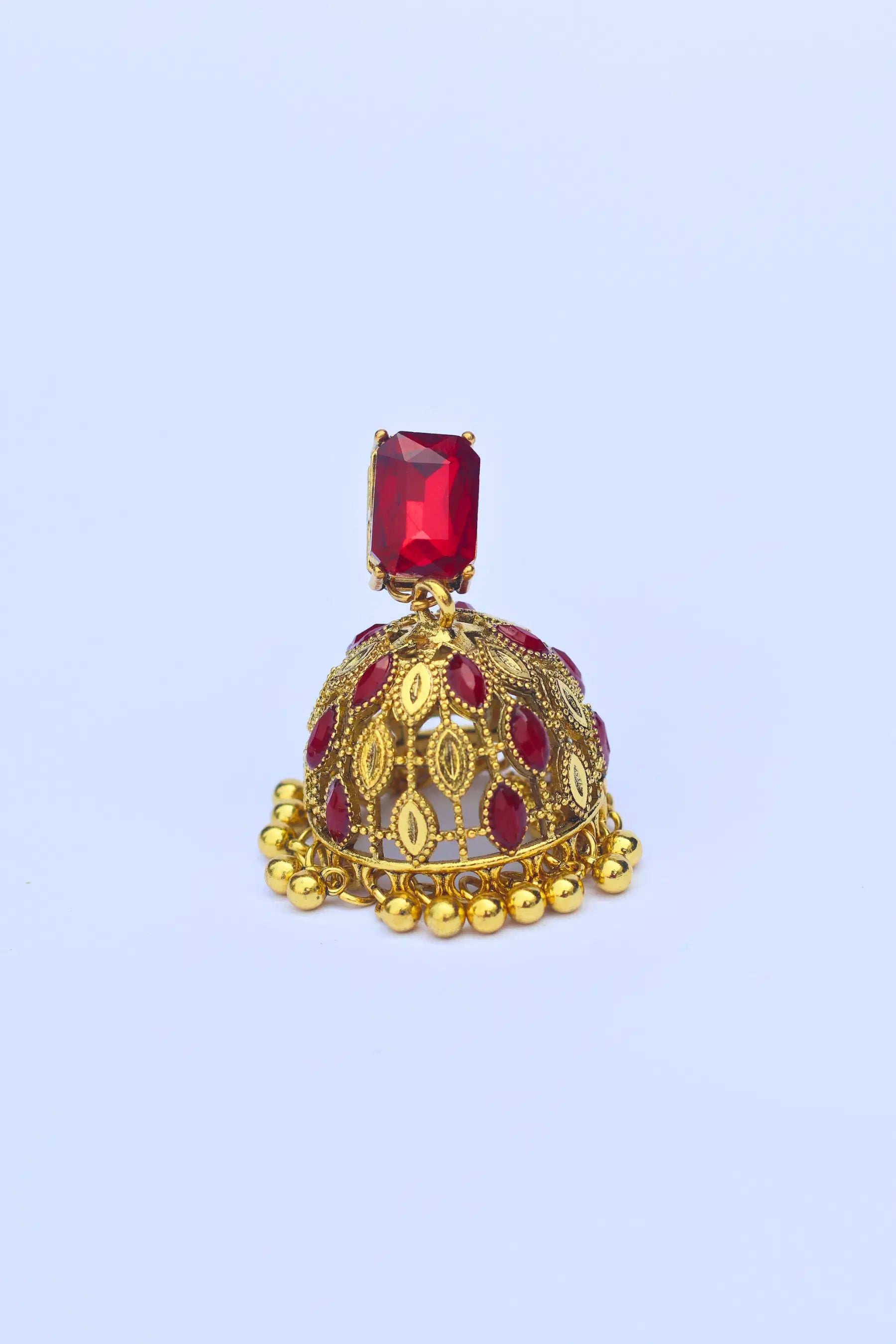 Red Pearl Jhumkis for Girls