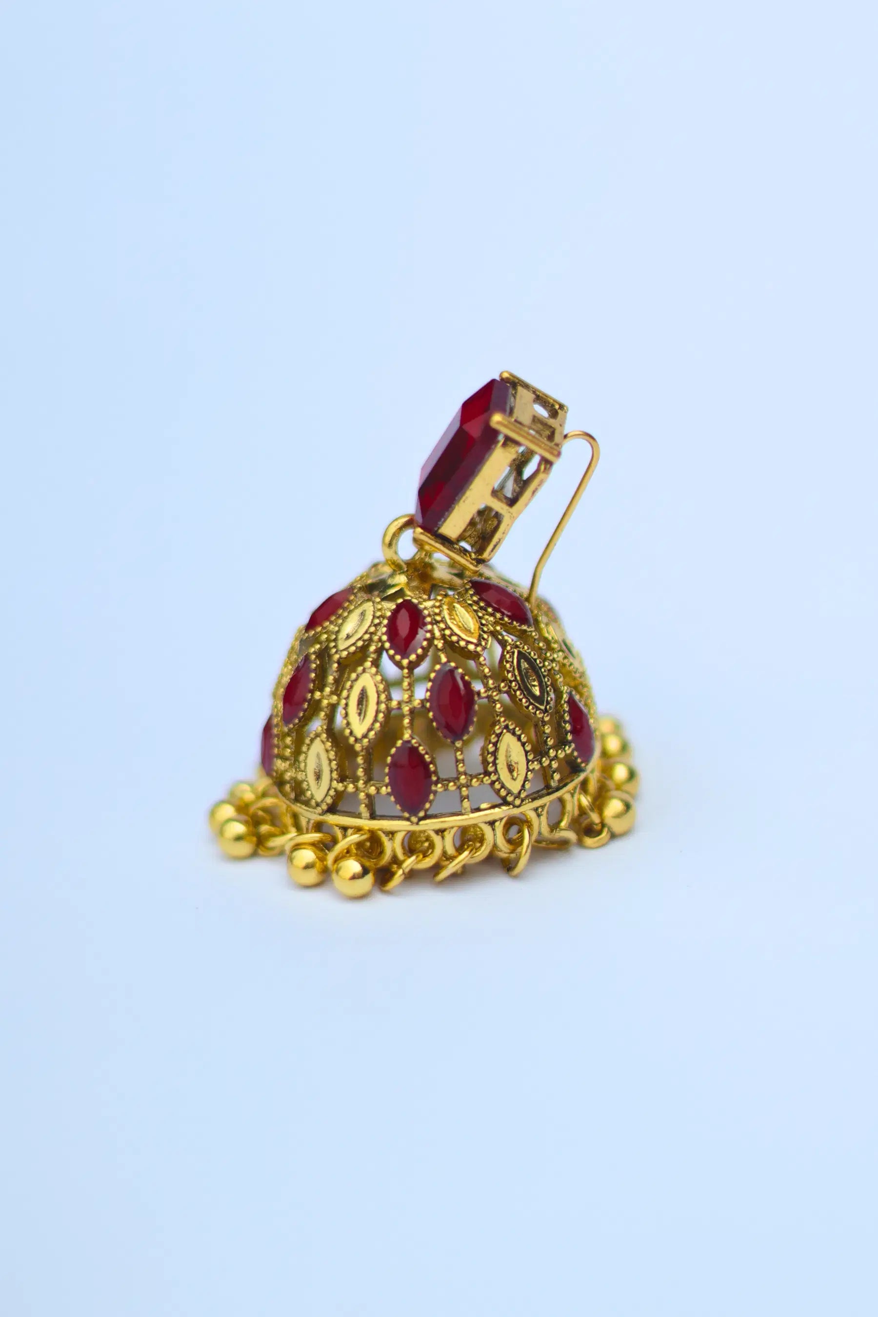 Red Pearl Jhumkis for Girls