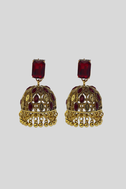 Red Pearl Jhumkis for Girls