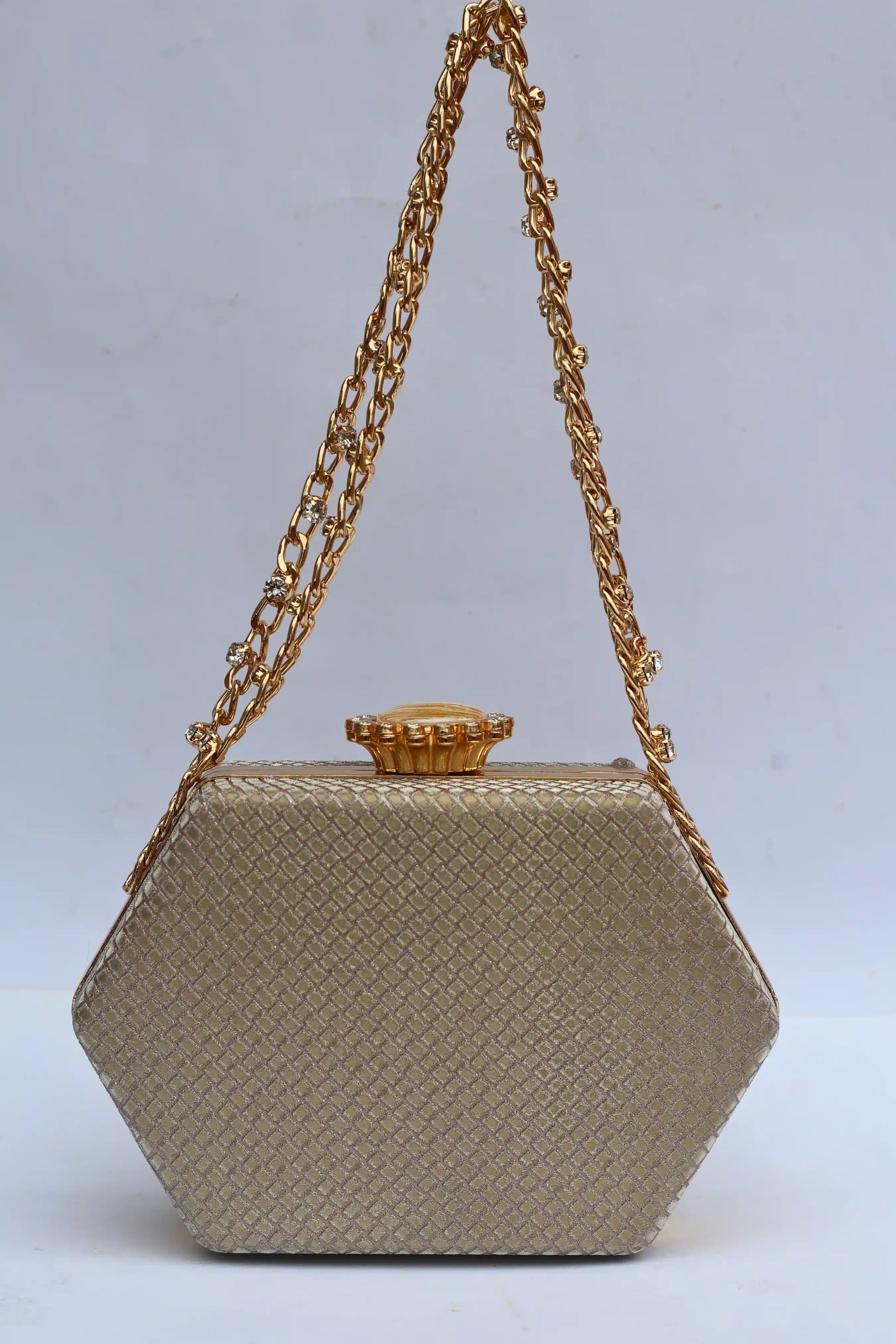 Fancy Bridal Clutch Bag with Pearl Chain - Valentina bags with chain up