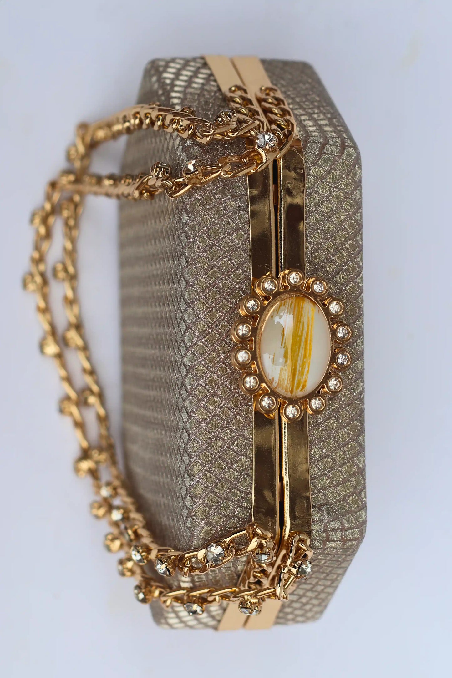 Fancy Bridal Clutch Bag with Pearl Chain - Valentina bags top view