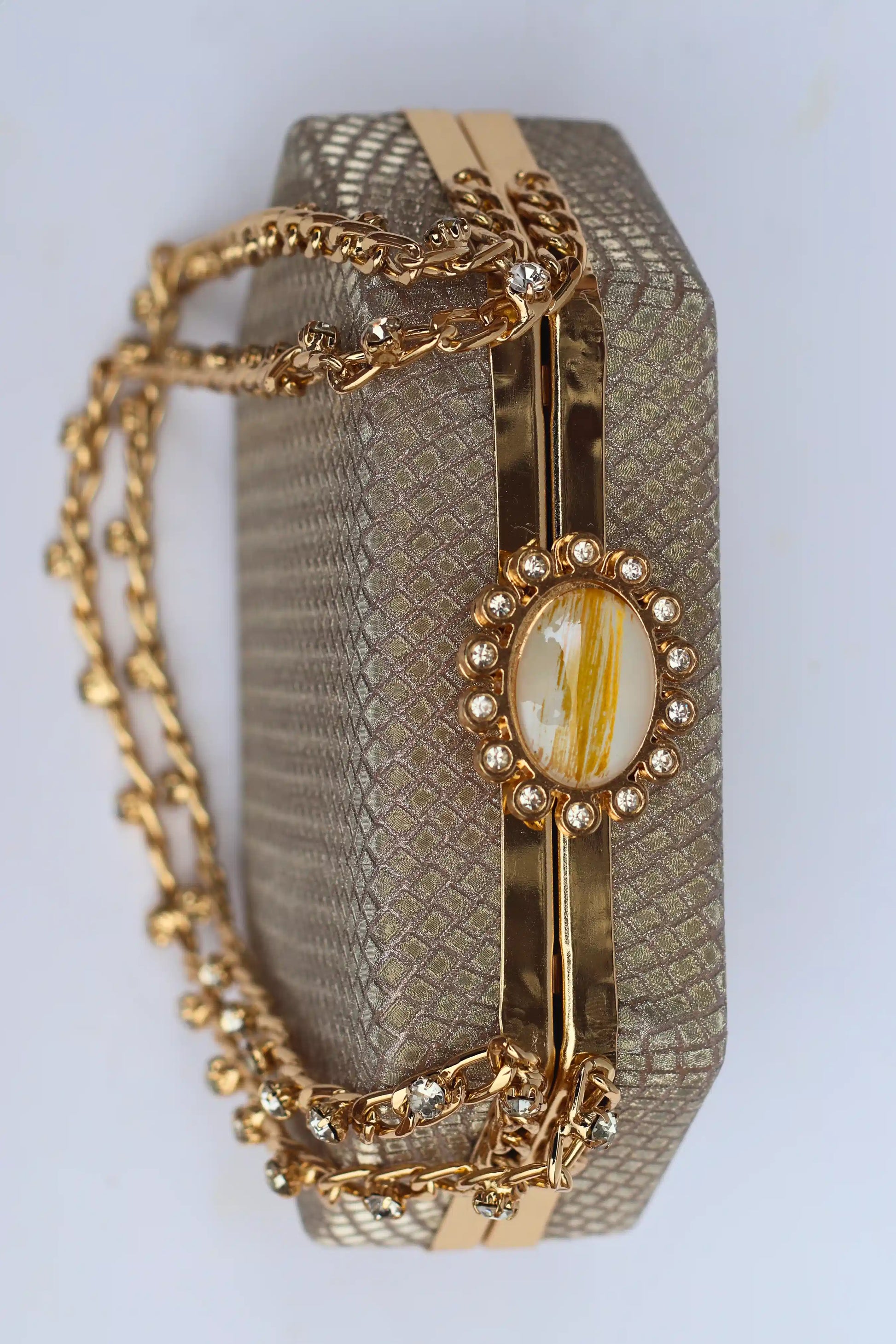 Fancy Bridal Clutch Bag with Pearl Chain - Valentina bags top view