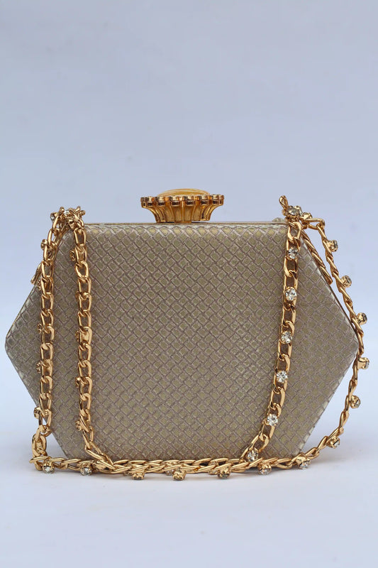Fancy Bridal Clutch Bag with Pearl Chain - Valentina bags