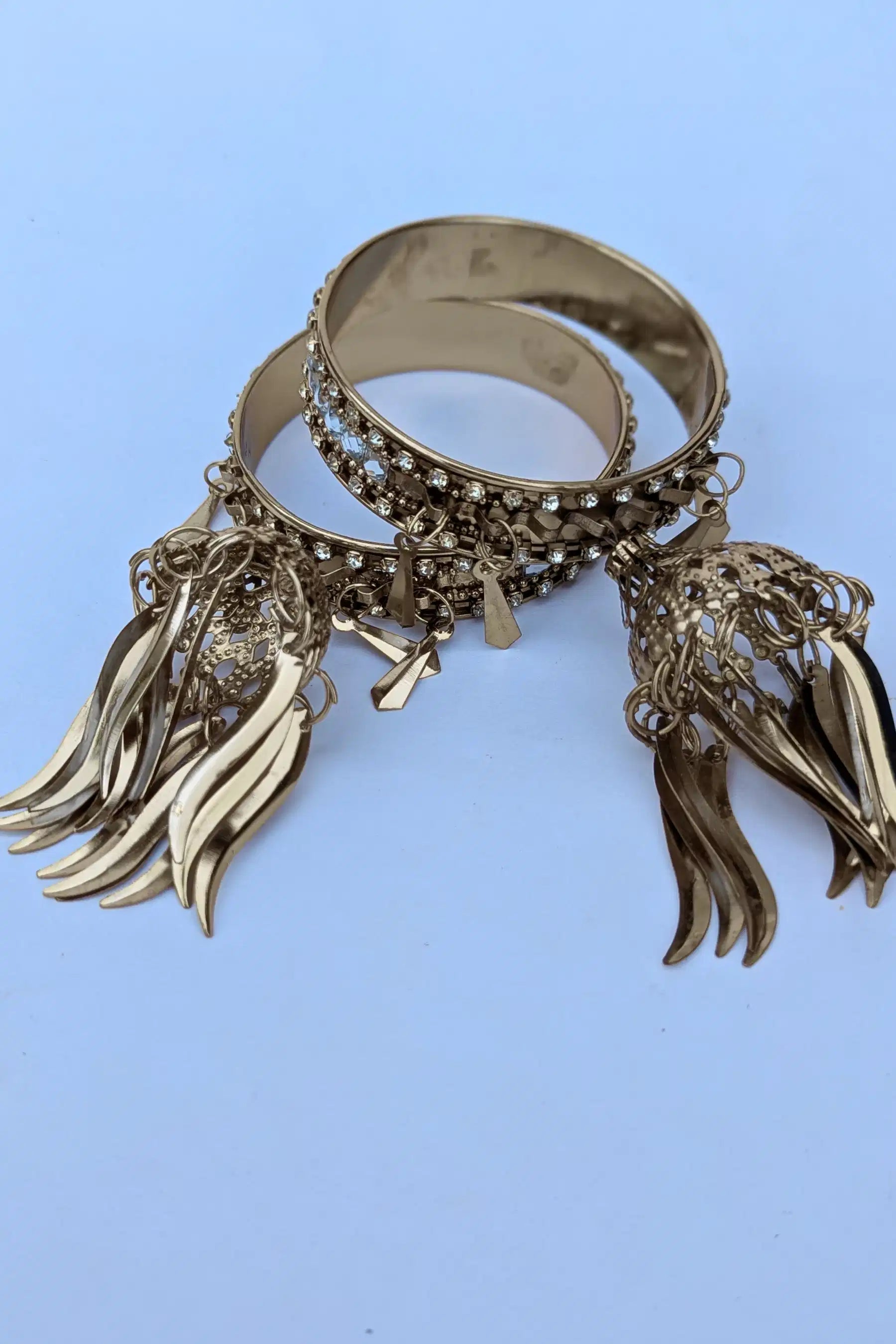Silver Latkan Jhumka Bangles – Stylish Festive Jewelry for Girls front top view