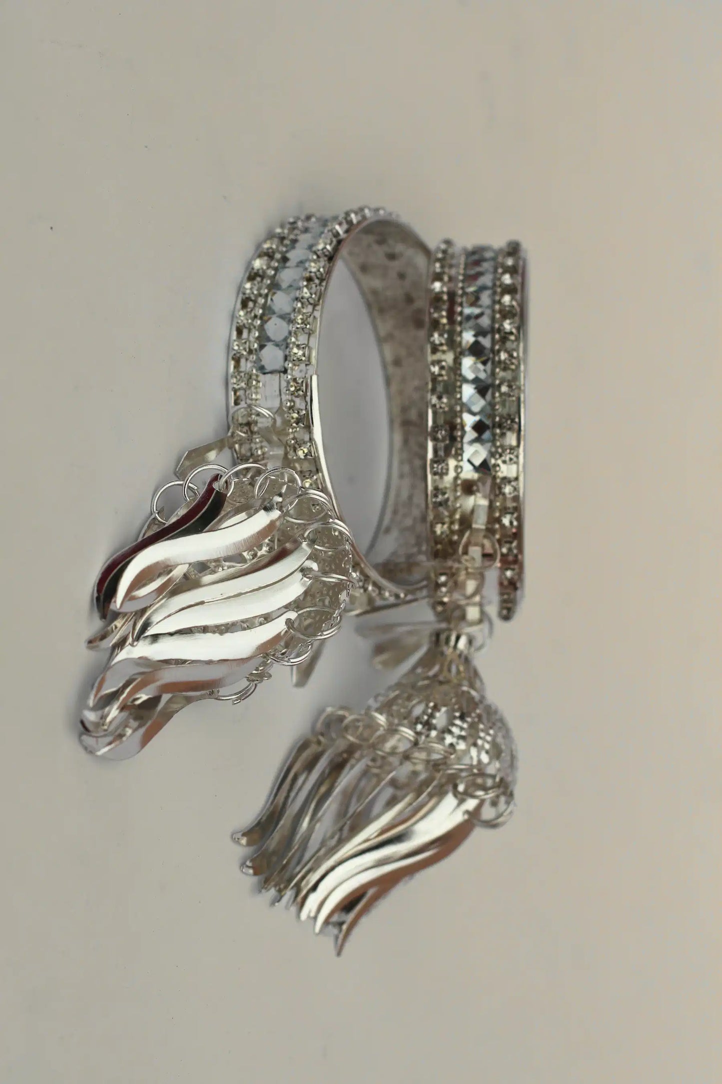 Silver Latkan Jhumka Bangles – Stylish Festive Jewelry for Girls