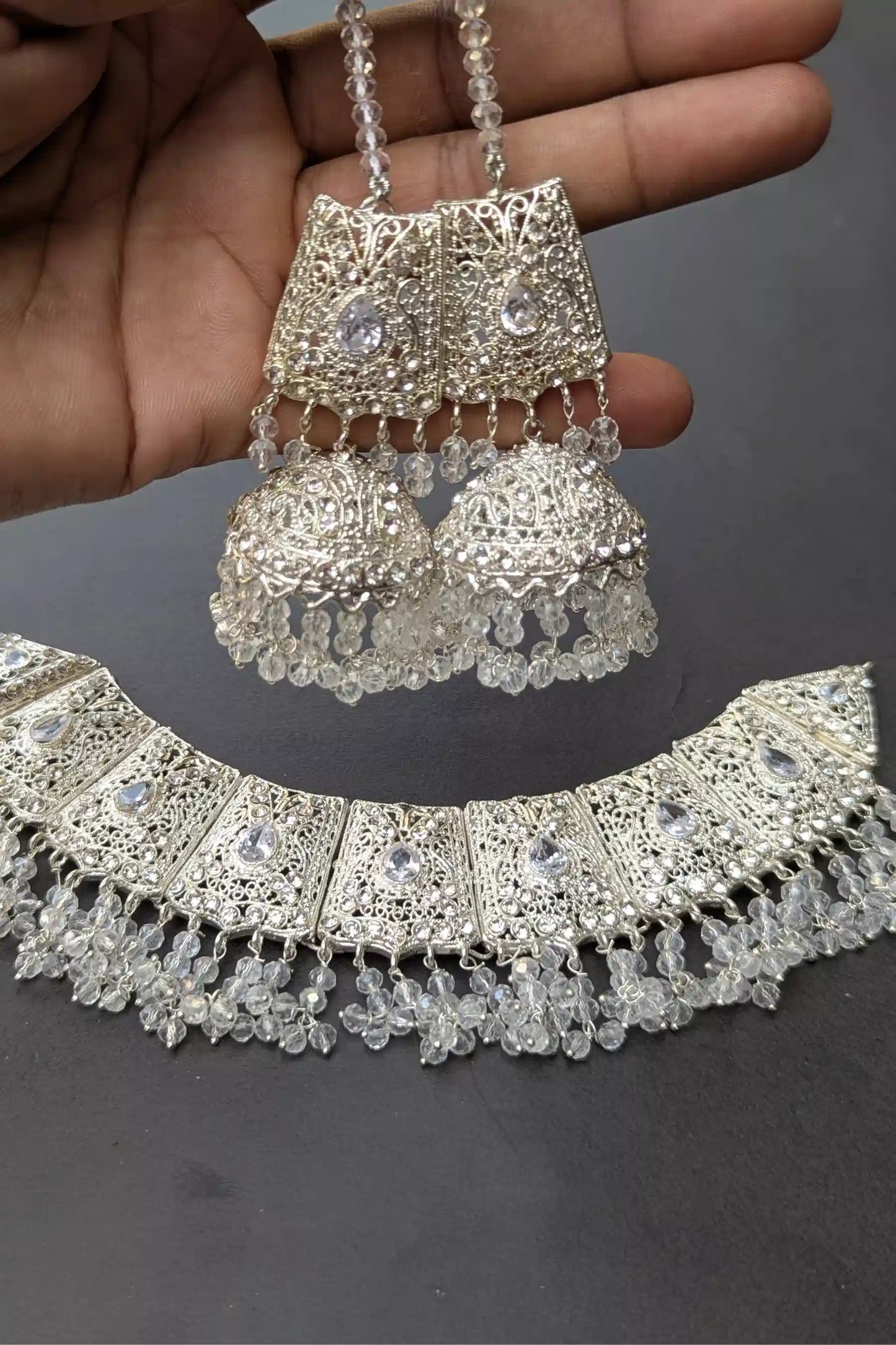 Bridal Jewelry Set (Jhumki, Matha Patti, and Necklace) Valentina Jewelry