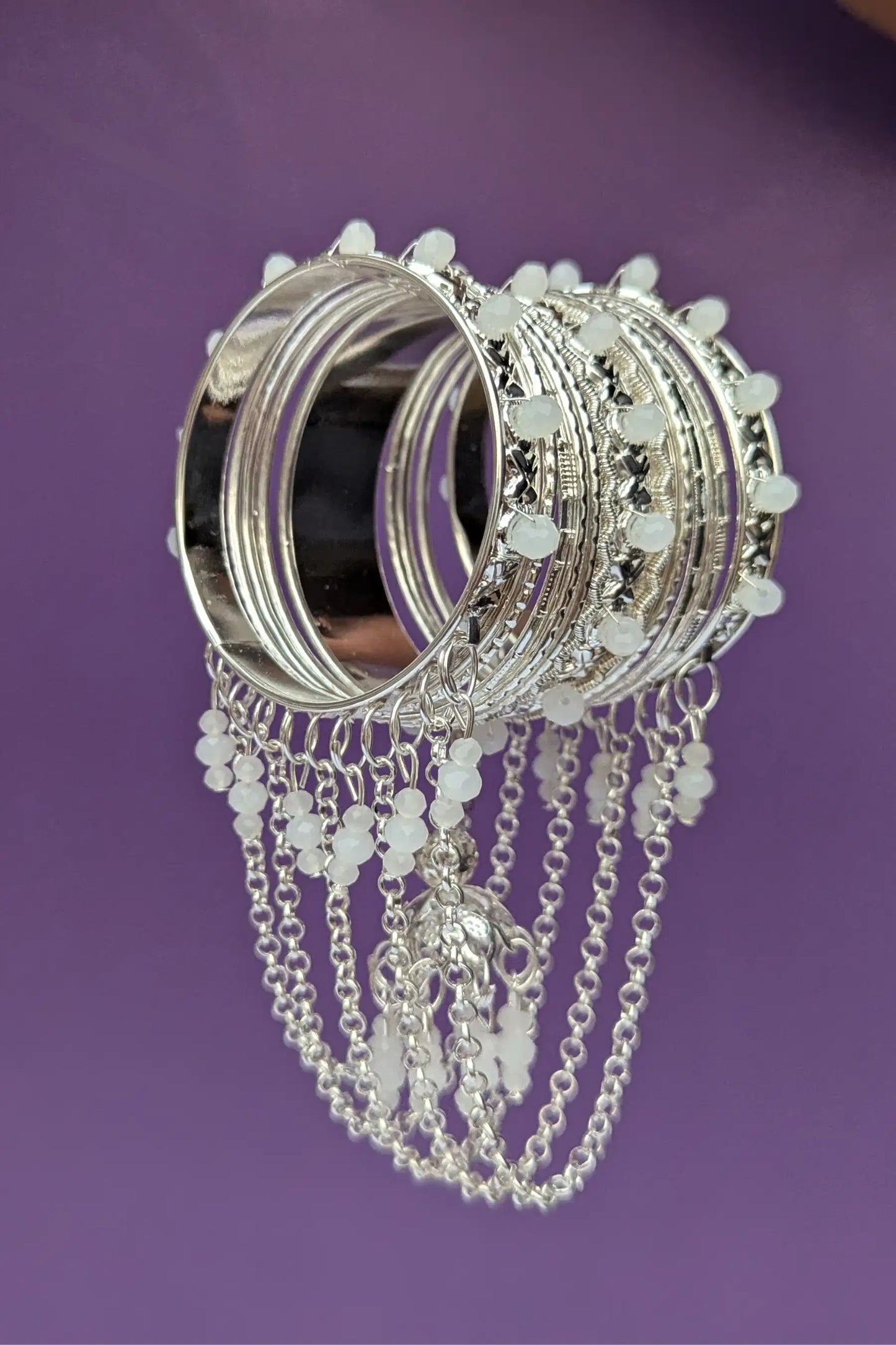 Silver Jhumka Latkan Bangles for Girls