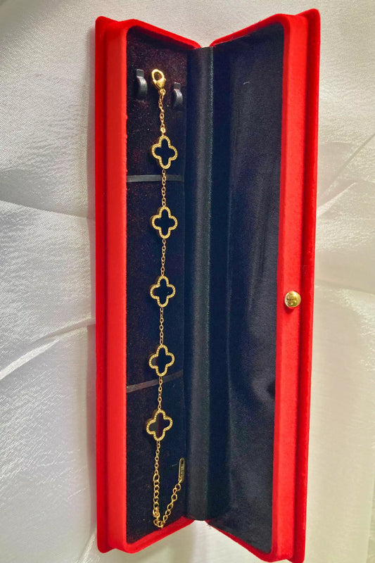 Black Flower Pendant Bracelet