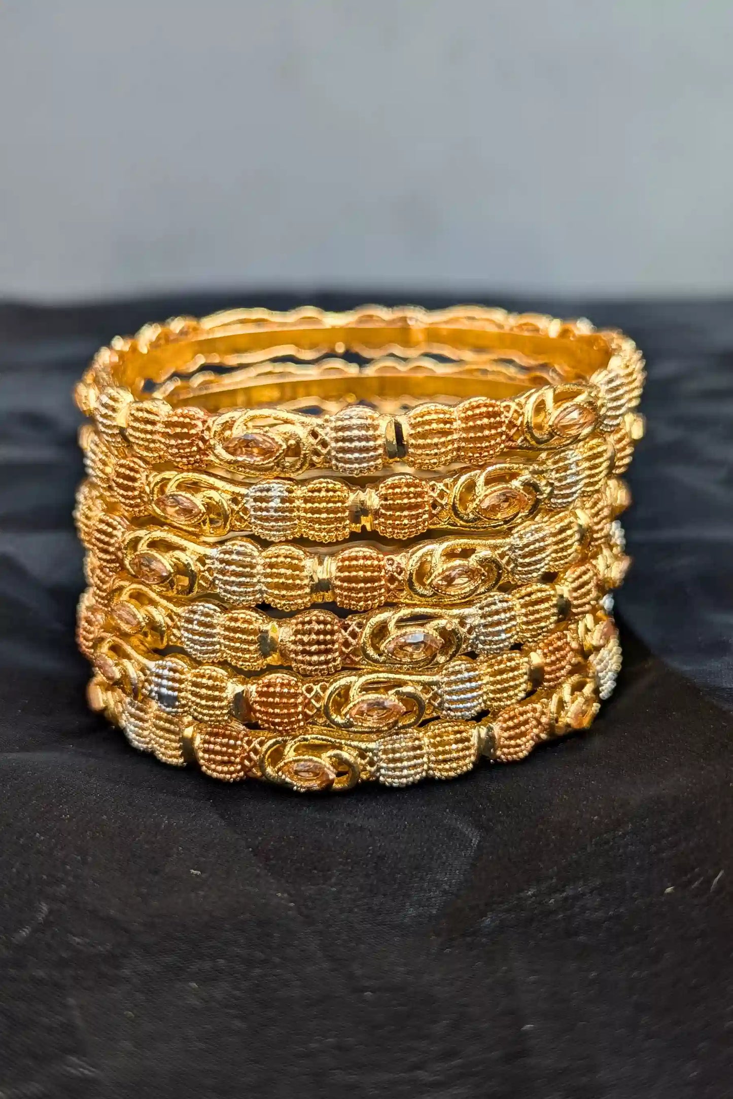 Golden Champagne Pearl Bangles for Girls