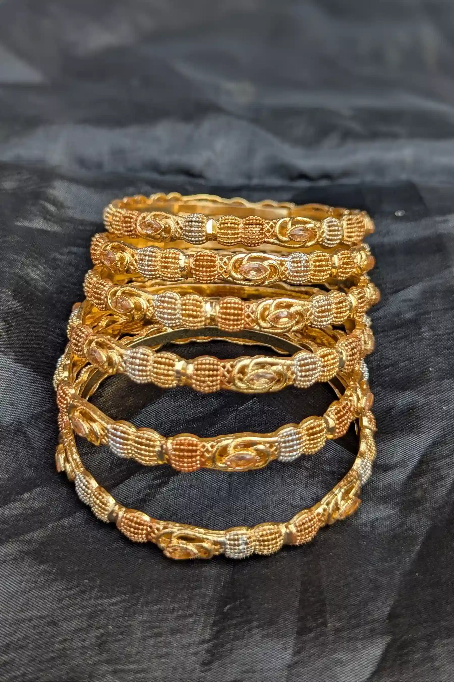 Golden Champagne Pearl Bangles for Girls