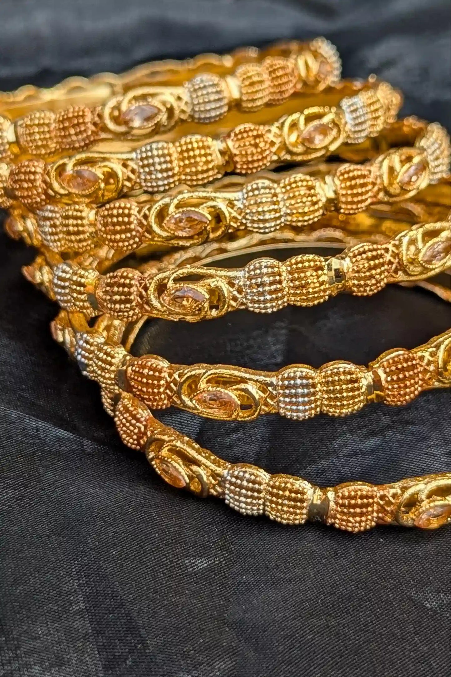 Golden Champagne Pearl Bangles for Girls