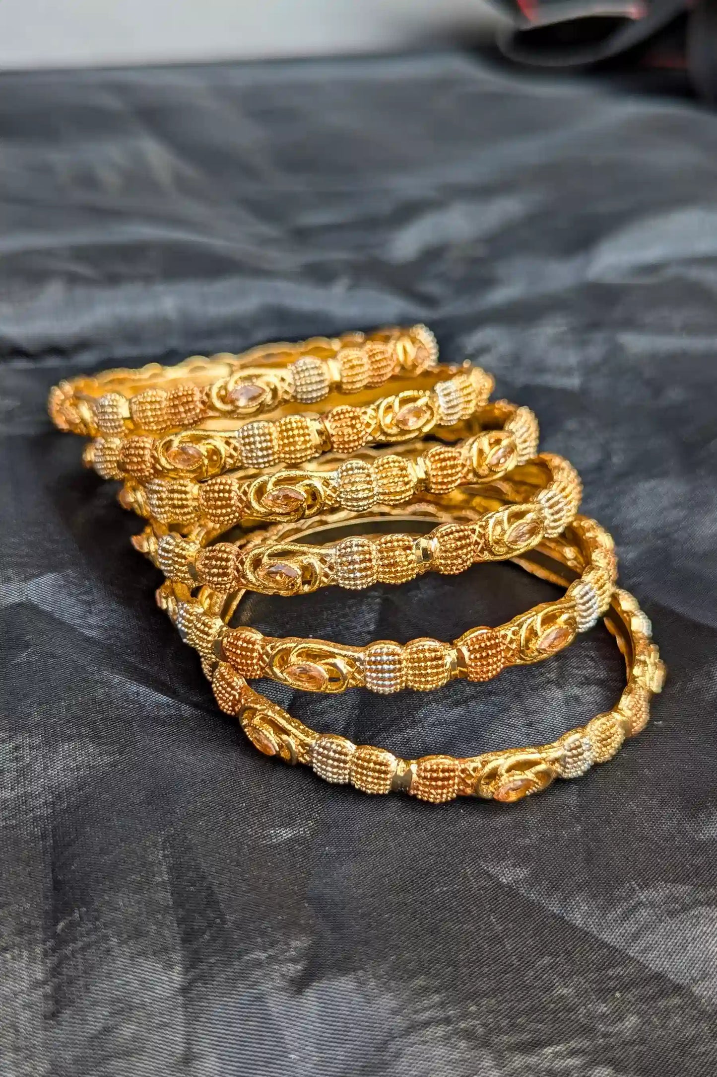 Golden Champagne Pearl Bangles for Girls