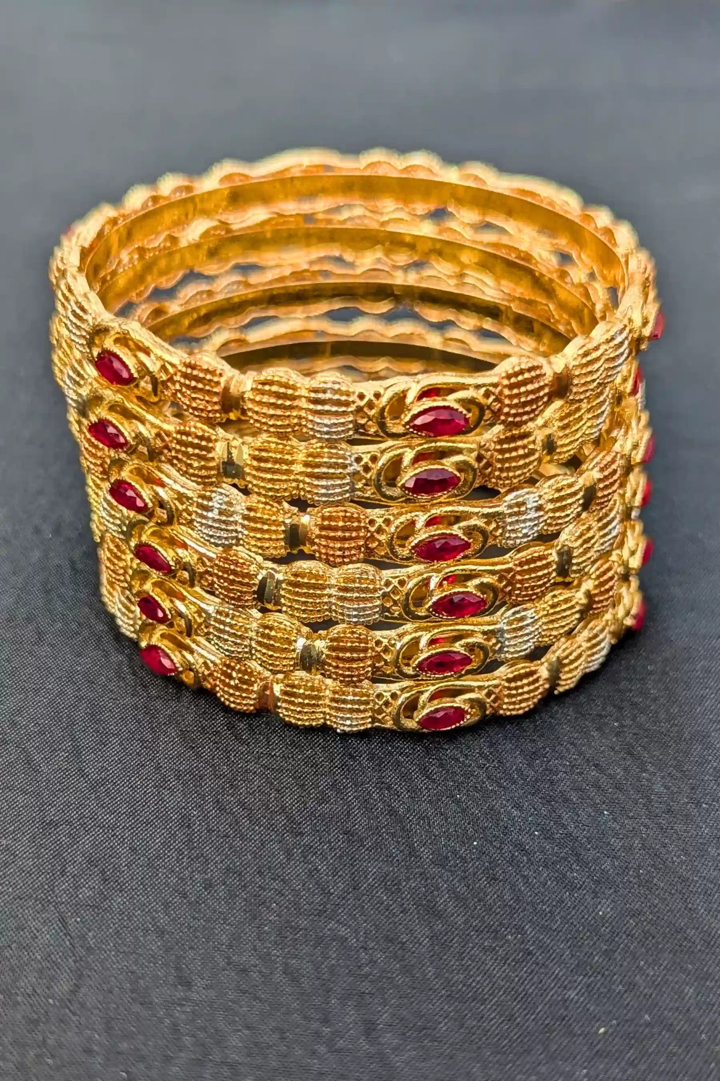 Golden Red Pearl Bangles for Girls