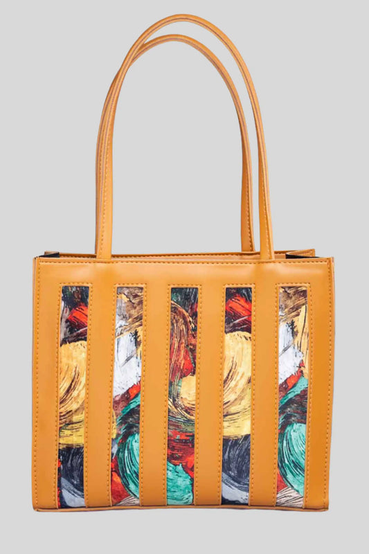 Rangoon Mustard Color Marbella Mosaic Tote Handbag for Girls