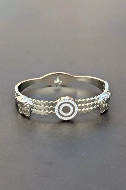 Openable Silver Bracelet with Artistic Face Motifs